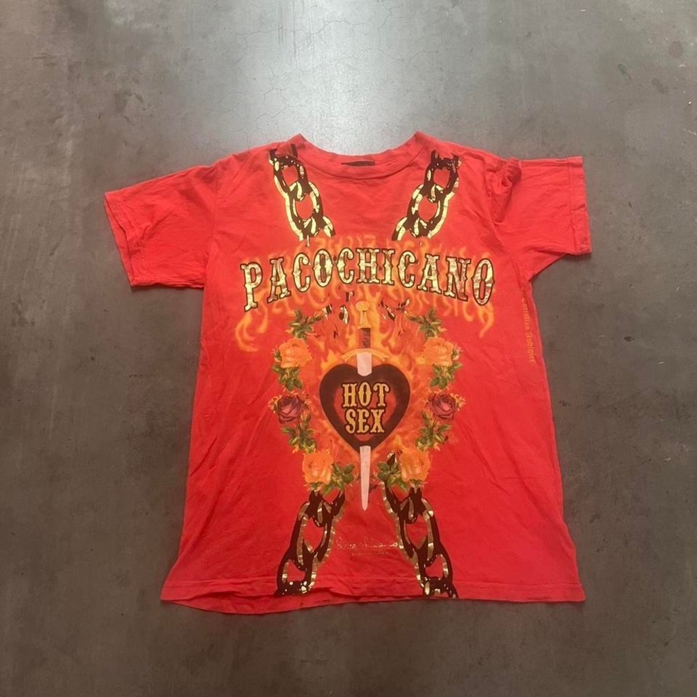 Paco chicano Christian Audigier men's orange‎ tshirt grunge app skater USA made